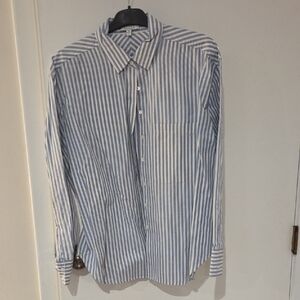 Ayr Blue Stripe Button Down Shirt Size L